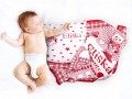 originálna červená detská deka s meno a údajmi o narodení 
