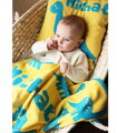 detská pletená organická deka s vlastným menom 