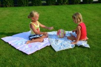 Béžová a ružová detská pikniková deka