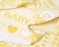 žltá detská deka s údajmi o narodení a znamením zverokruhu