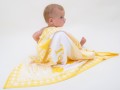 žltá detská deka s menom a údajmi o narodení 