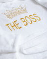 pansky fleecovy zupan s vlastnym textom The boss 