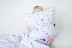 personalizovaná fialová deka a vankúšik pre dievčatko