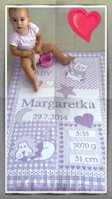 Detská letná fialova deka s menom a údajmi o narodení 