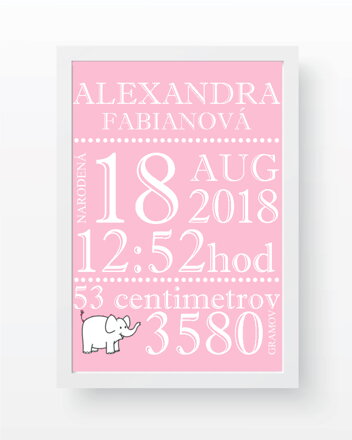 Birth art print, pink