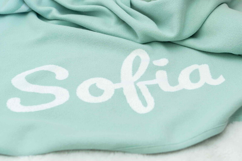 SET/Detská deka a obliečka na vankúš s menom, mentolová /kolekcia 2021