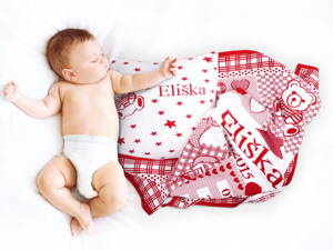 Detská deka s menom a údajmi o narodení, motív zvieratká