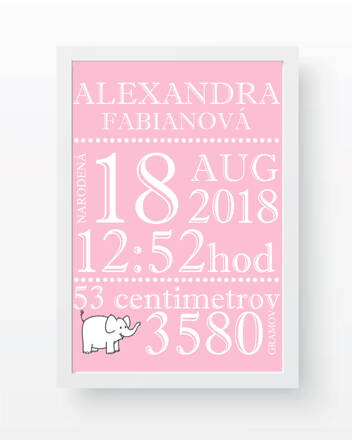 Birth art print, pink